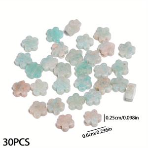TEMU TTUIJI 로도나이트 & 장미 쿼츠 매화 스톤 비즈 30개 - DIY 주얼리 만들기용 파스텔 핑크 블루 라벤더 플로랄 스페이서 비즈, 별 장식 포함, 팔찌 목걸이 액세서리, 독특한 선물 아이디어, 우아한 디자인, 섬세한 공예 기술, 공예 애호가를 위한 비즈