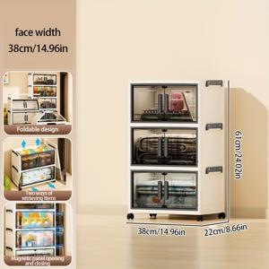 TEMU 3/4/5/6단 접이식 대용량 롤링 스태커블 플라스틱 수납장, 뚜껑 포함 – 침실, 옷장, 드레싱룸, 세탁실 및 워크인워드로브에 이상적인 휴대용 옷걸이 정리함