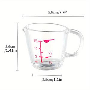 TEMU 1개, 미니 계량컵, 베이킹 계량컵, 소형 우유 주전자, 커피 계량컵, 주둥이 컵, 우유 거품기 피처, 플러그인 중첩 손잡이 스택 가능 디자인 및 다중 측정 눈금이 있는 투명 계량컵, 주방 액세서리