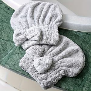 TEMU 1pc 화이버 Bowknot 드라이 헤어 캡, 흡수성 및 속건성 여성용 터번, 슈퍼 소프트 드라이 헤어 캡, 긴 머리 및 짧은 머리용, 이상적인 욕실 용품