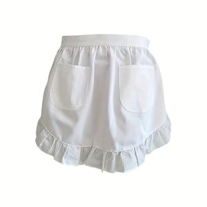 TEMU 1pc/3pcs 여성용 하우스케피 - 흰색/검은색/분홍색 리플링 하hem 짧은 허리 단색 폴리에스터 주방 및 레스토랑 유니폼 요리, 베이킹, 서비스, 하우스케피 유니폼, 서비스 용품, 하우스케피 역할 놀이, 베이킹 의상, 장식 리플링, 편안한 핏