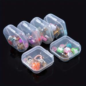 TEMU 5개 세트 3.4cm 미니 플라스틱 보관 용기 - 식품용 안전 휴대용 알약 정리함, 귀걸이 반지 보석함, 투명 스냅 잠금 뚜껑, 스택 가능한 여행 필수품 케이스, 홈 & 여행용 알약 케이스