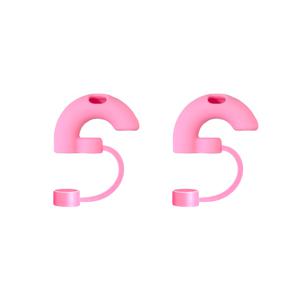 TEMU 텀블러용 실리콘 빨대 탑퍼, 10mm 재사용 가능한 주름 방지 빨대 스토퍼와 커버, 식품 접촉 안전, 입 주름 예방, 옆으로 빨아들이는 디자인, 핑크 빨대 부착