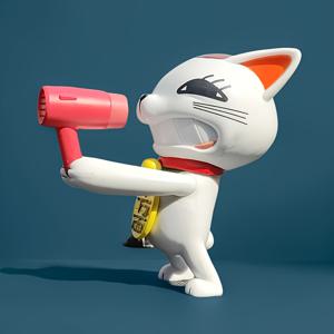 TEMU 초자연적 무장 헤어 드라이어 행운의 고양이 인형 수제, 기묘한 애니메이션 캐릭터 수제, 캐릭터 모델 컬렉션, 차량 데스크탑 장식품, 애니메이션 페스티벌 생일 선물
