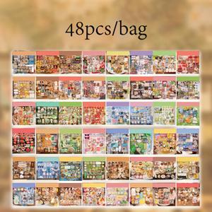 TEMU 1 코일 스티커 책, 총 48장, 탈출한 생각 시리즈, 레트로 우아한 인스 스타일 고대 DIE-CUT 스티커, 스크랩북 용품 노트북 액세서리, 장식 노트북, 사진 프레임, 휴대폰 케이스, 물컵, 쓰레기 잡지, 연필 케이스, DIY 개인화 스티커|필통