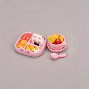TEMU 15개 세트 미니 도시락 상자, 새끼돼지와 고양이를 위한 다양한 음식이 들어있는 쌀밥볼, 인형집 장식용 또는 휴일 장식 | 창의적인 | 레진 소재, 미니어처 인형집 액세서리