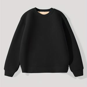 TEMU 남성 및 청소년용 겨울용 플러스 벨벳 두꺼운 따뜻한 스웨트셔츠, 루즈핏, 후드 없음, 긴팔, 아우터웨어