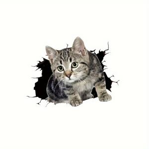 TEMU 1pc 고양이 유리 문 스크래치 커버 스티커, 3D 시뮬레이션 귀여운 고양이 성격 자동차 스티커