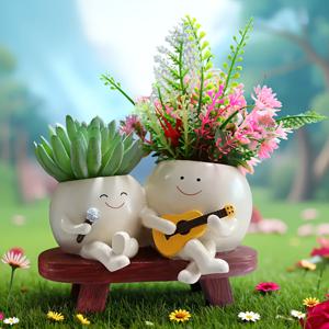 TEMU 매력적인 레진 피아노 플레이어 & 꽃병 듀오 - 기타, 수кул, 크리스마스, 할로윈, 부활절, 추수감사절, 한ук카 홈 데코레이션에 이상적인 환상적인 정원 장식