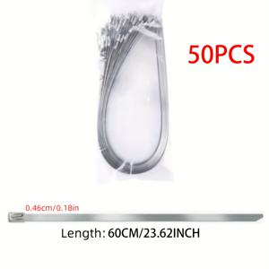 TEMU 50pcs 304 강력한 대형 스테인레스 스틸 스트랩, 강력한 스테인레스 스틸 스트랩 - 녹 방지, 고온 방지 금속 스트랩, 와이어 스트랩, 자체 잠금 바인딩, 마모 및 산화 방지, 기계, 차량, 배기 파이프 포장, 농장, 파이프, 지붕 및 야외 울타리에 적합