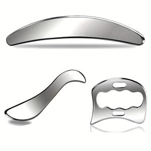 TEMU 3-in-1 스테인레스 스틸 Gua Sha 근육 스크레이퍼 도구 - 등, 다리, 팔, 목 및 어깨에 적합 - 부드러운 조직 마사지 도구, 배터리 필요 없음, 전신 건강 및 웰니스에 완벽, 근육 완화용 마사지 도구|괄사마사지