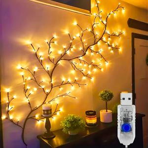TEMU 1개 96 LED 버들가지 조명, USB 전원식 8모드 유연한 버들나무 라이트, 벽·침실·거실용, 휴일&파티 장식 (할로윈/크리스마스)
