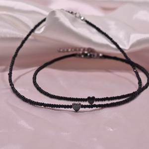 TEMU 2pcs 하트 모양 비즈 목걸이 - 여성용 조절 가능한 목걸이, 어머니, 딸, 자매에게 완벽한 선물 - 섹시한 파티 스타일, 일상 착용, 올 시즌 장식, 다용도 장식 | 조절 가능한 목걸이 | 플라스틱 메인 재질