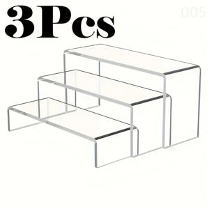 TEMU 3pcs 세트 투명 아크릴 디스플레이 스탠드 - 다용도 U자형 선반 - 인형, 가정 및 사무실 정리 - 주방, 침실, 욕실, 책상 보관, 고고한 플랫폼, 보관 랙에 적합