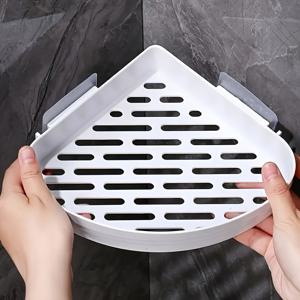 TEMU 1pc 자체 접착식 통기성 코너 선반, 욕실 및 주방용 벽걸이 드릴 없음 보관 정리함, 공간 절약형 안티 세균 디자인으로 다양한 방에서 다용도로 사용할 수 있는 걸이 선반