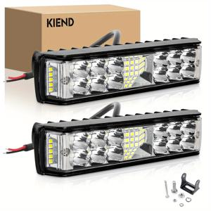 TEMU 2pcs 7인치 LED 라이트 바 60W 5500LM 6500K 화이트 조명 운전 보조 LED 작업 조명 트럭 ATV 보트 SUV 12V 24V, 배터리 없음