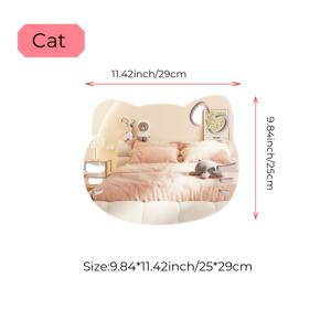 TEMU 불규칙한 고양이 모양 벽걸이 거울 0.12인치(3mm) 두께 11x10인치 귀여운 만화 아크릴 무테 미러 스티커 접착식 비유리 방수 거울, 욕실 거실 현관 침실용