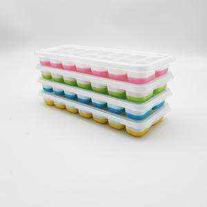 TEMU 4개 세트 실리콘 아이스 큐브 트레이, 쉽게 분리 가능한 14구형 몰드와 스플래시 방지 뚜껑 포함, BPA 프리 쌓기 가능 칵테일 & 냉동고용