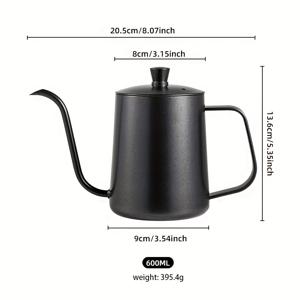 TEMU 1pc 304 스테인레스 스틸 커피 서버, 테플론 입구, 350ml/600ml 대용량, 드롭 커피 펜물, 인덕션 가스레인에 호환 가능, 블랙