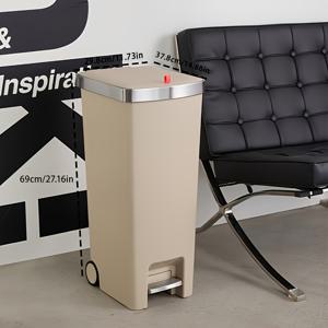 TEMU FEIDASH 45L/11.89 미국 갤런 대용량 바퀴 달린 , 페달 작동 강력한 플라스틱 구조, 회색, 주방, 욕실, 거실 및 침실 보관에 이상적, 다용도 폐기물 통, 현대적인 , 쉬운 청소 가능|쓰레기통