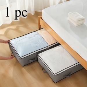 TEMU 1pc 대용량 침대 아래 보관함, 개선된 손잡이 디자인 - 이불, 담요, 침구, 베개 및 장난감용 다목적 플립 탑 - 내구성 있는 직물, 현대적인 직사각형 형태, 침실 정리, 이불 보관에 이상적 - 현대적인 보관, 내구성 있는 구조, 침대 아래 보관