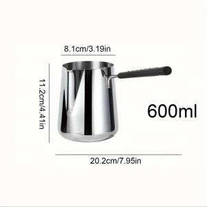 TEMU 1pc 스테인레스 스틸 커피 서버, 긴 손잡이, 350ml/600ml 용량, , 우유, 라떼 아트, 초콜릿, 버터 녹이기용 다용도 붓기 냄비, 가정, 레스토랑, 카페 사용에 적합, 휴일 주제 - 크리스마스, 할로윈, 부활절, 한ук카, 추수감사절