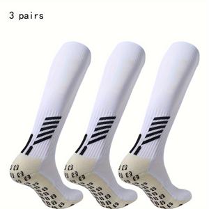 TEMU 3켤레 남성용 타월 밑면 미끄럼 방지 야구 소프트볼 축구 양말 성인용 멀티스포츠 무릎 양말