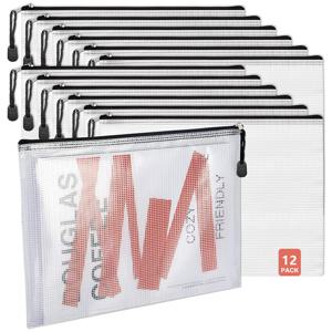 TEMU 12pcs 메쉬 지퍼 파우치 가방, 정리를위한 A4 크기 지퍼 파우치, 크로스 스티치 용 퍼즐 프로젝트 가방 및 여행 및 사무용품 보관소 정리|여행용크로스백