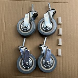 TEMU 4개 세트 헤비 듀티 4인치 PVC 캐스터 - 트롤리, 주방 및 호텔용 회전 가구 바퀴, 표준 M11x50mm 스템, 최대 210kg 지원, 헤비 듀티 캐스터 바퀴