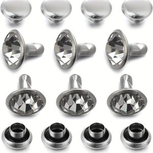 TEMU 100pcs 화이트 클리어 리벳, DIY 가죽 공예 및 의류에 대한 8mm 빠른 라인 석 은빛 스터드