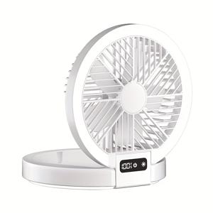 TEMU 1개 초슬림 8인치 휴대용 접이식 선풍기 & 공기 순환기, 5단계 속도 조절 가능, USB-C 충전식, 리튬 배터리 포함, 홈/오피스/여행/캠핑/헬스장용 - 컴팩트한 개인 냉각 팬, 여행 가제트, 세련된 디자인, 내구성 강한 구조|캠핑선풍기|서큘레이터선풍기