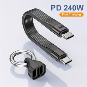 TEMU NNBILI PD240W USB Type-C 충전 케이블 휴대용 키체인 고속 충전 타입 C 데이터 전송 8K 데이터 연장 케이블