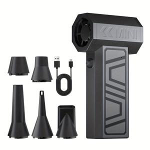 TEMU NOPNOG 터보 제트 팬 전기 공청기 - 무선 고속 충전, 130,000 RPM 고속 블로워/진공 청소기, 4단 속도 조절 및 5종 노즐, 브러시리스 모터, USB-C 구동, 차량·가정·사무실용, 애완동물 털 제거 - 휴대용 컴팩트 청소 도구, 내구성 강화 설계, 세련된 디자인, 기술 전문가를 위한 홈 메인테넌스 장비|차량용선풍기