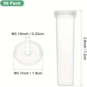 TEMU 50개 세트 플라스틱 꽃 수경 튜브, 2.8인치 투명 수경 튜브 + 캡 포함; 커버형 유지 튜브, 플로리스트 용품, 꽃 포장지 재료