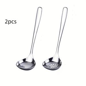 TEMU 2pcs 우아한 스테인레스 스틸 젓가락 및 스트레이너 - 깊은 스푼, 면 스푼, 뜨거운 냄비 스푼 - 주방, 식사, 호텔 사용에 완벽한 우아한 식기 | 우아한 식기 | 내구성 있는 주방용품