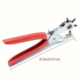 TEMU 1pc 중량 Faux 가죽 펀치-회전 스틸 핸드 도구, 빨간 고무 그립-수동 금속 구멍 펀치, DIY 공예, 수선 프로젝트, 벨트 펀치용-효율적이고 내구성이 뛰어난 구조, 펀치 도구, 공예 액세서리, 인간 중심 디자인, 강력한 소재