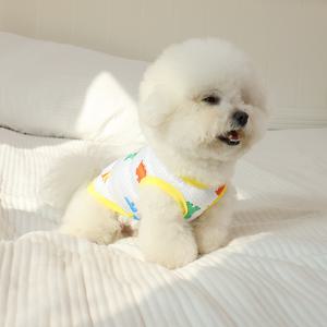 TEMU 1개 강아지 티셔츠 조끼, 애완동물 옷 - 부드럽고 통기성 있는 스트레치 사랑스러운 캐릭터 프린트, 가벼운 민소매형 고양이 탈모방지망 홀로우 오브 에어플로우, 중소견용(테디/요키/시츄), 편안하고 내구성있는, 통기성 좋은 펫웨어, 가볍고 신축성 있는 원단, 작은 품종 의류, 강아지 패션|강아지옷
