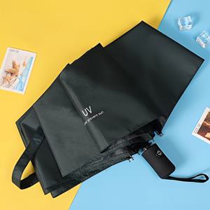 TEMU 1개 UV 차단 접이식 우산, 자동 오픈형, 8대 리브, 휴대용 아웃도어용, 캐주얼 스타일, 플라스틱 및 실크 소재, 블랙 코팅, 자외선 차단