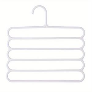 TEMU 1개 공간 절약형 바지 걸이 - 플라스틱 멀티 후크 옷걸이, 청바지·치마·스카프 정리용 | 내구성 있는 옷장 및 발코니 건조대 | 화이트, 세련된 디자인, 수직 의류 정리, 튼튼한 구조