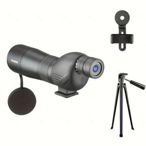 TEMU 프로페셔널 60mm HD 조류 관찰 망원경 - 60배 확대, 수동 초점 및 삼각대 & 휴대폰 홀더 포함, 천문학 및 야생 동물 관측용 듀얼 사용, 내구성 강한 야외 쌍안경 (블랙), 세련된 디자인