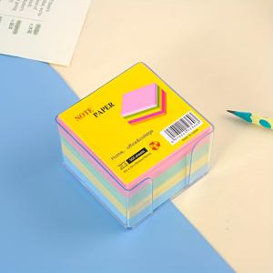 TEMU 투명 아크릴 케이스에 담긴 500장 컬러풀 스티커 메모지 세트, 비접착 마카롱 색상, 3x3인치 노트북용, 사무실 및 가정 정리용, 공부 보조 도구, 선명한 노트패드, 쉬운 확인 가능