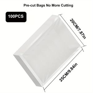 TEMU 100개 재사용 진공 밀봉 백, 투명 식품 보관 백, 주방 보관 용품, 식사 준비 및 수비드용, 전원 불필요
