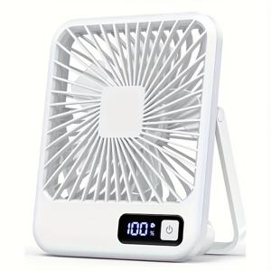 TEMU USB 충전식 데스크탑 팬, 휴대용 5단계 속도 조절 LED 디스플레이 무소음 미니 쿨링팬, 180도 회전 가능 멀티씬 사용 여행 벽걸이형 팬|벽걸이선풍기