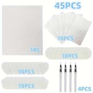 TEMU 45개 프로페셔널 플러피 텍스처 아트 페이퍼, DIY 페인팅 도구, 1개 대형 직사각형, 10개 소형 직사각형, 10개 원형, 10개 하트, 5가지 크기의 3D 스펀지 캔버스 시트와 물을 유지하는 브러시 - 창의적인 디자인 장식용 종이, 엠보싱 페인팅 및 DIY 프로젝트로 공예 경험을 향상시키세요. 이상적인 선물 선택과 창의력 증진