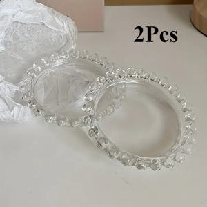 TEMU 2pcs 아크릴 노르딕 스타일 유리 코스터, 둥근 공 장식, 투명, 코스터 포함, 가정 장식, 보석 디스플레이, 촛불 보관, 데이 선물