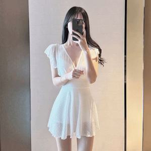 [신상할인????] 체형커버완벽! 알로하 프릴 반팔 셔링 모노키니 원피스 수영복 (원피스수영복/빅사이즈/체형커버/뱃살커버/커버업/여리여리/임산부/바캉스/풀빌라/휴양지/여행/휴가/여름)