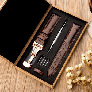 Seiko용 송아지 가죽 시계 밴드, 악어 그레인 시계 스트랩, 18mm, 19mm, 20mm, 21mm, 22mm, 24mm