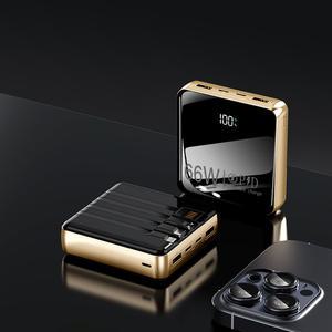 보조배터리 27000mAh 대용량 66W 초고속 충전 디지털 디스플레이 초경량 내장 4개 케이블 고급 유리 광택