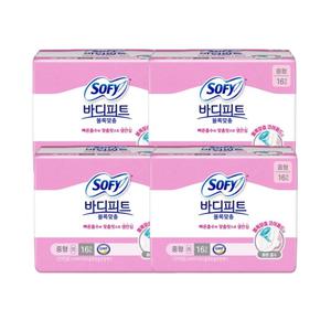 쏘피 생리대 바디피트 블록맞춤 안심 중형 16p X 4팩 BNS
