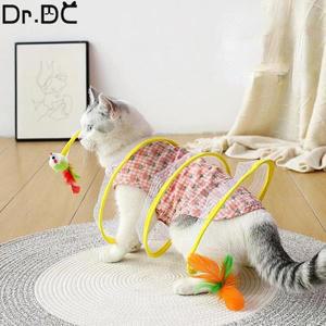 애완동물 실내 고양이를위한 Dr.DC 고양이 터널 접이식 장난감 코일 나선형 다채로운 스프링 실내 애완 동